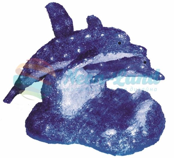Акриловая светодиодная фигура "Синие дельфины" 65х48х48 см