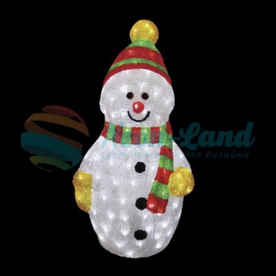 Акриловая светодиодная фигура "Снеговик с шарфом" 60 см