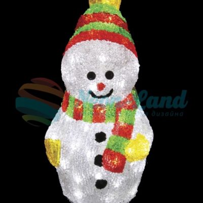 Акриловая светодиодная фигура "Снеговик с шарфом" 30 см