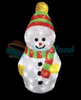 Акриловая светодиодная фигура "Снеговик с шарфом" 30 см