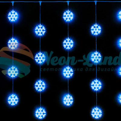 Светодиодный узорный занавес Rich LED Снежинки 2х2 м