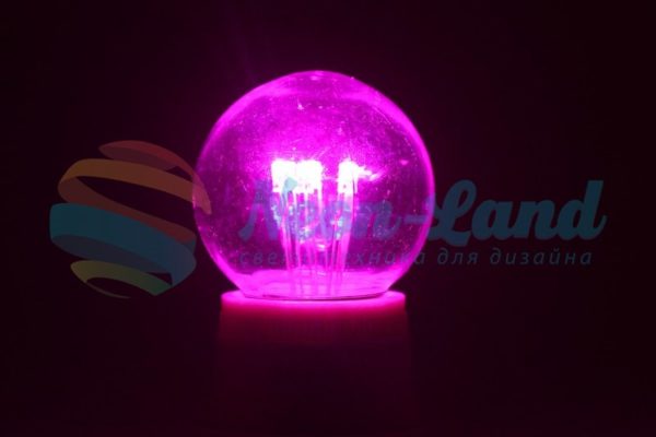 Лампа шар e27 6 LED  Ø45мм - розовая