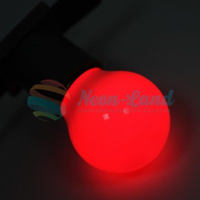 Лампа шар e27 3 LED  Ø45мм - красная