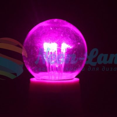 Лампа шар e27 6 LED  Ø45мм - розовая